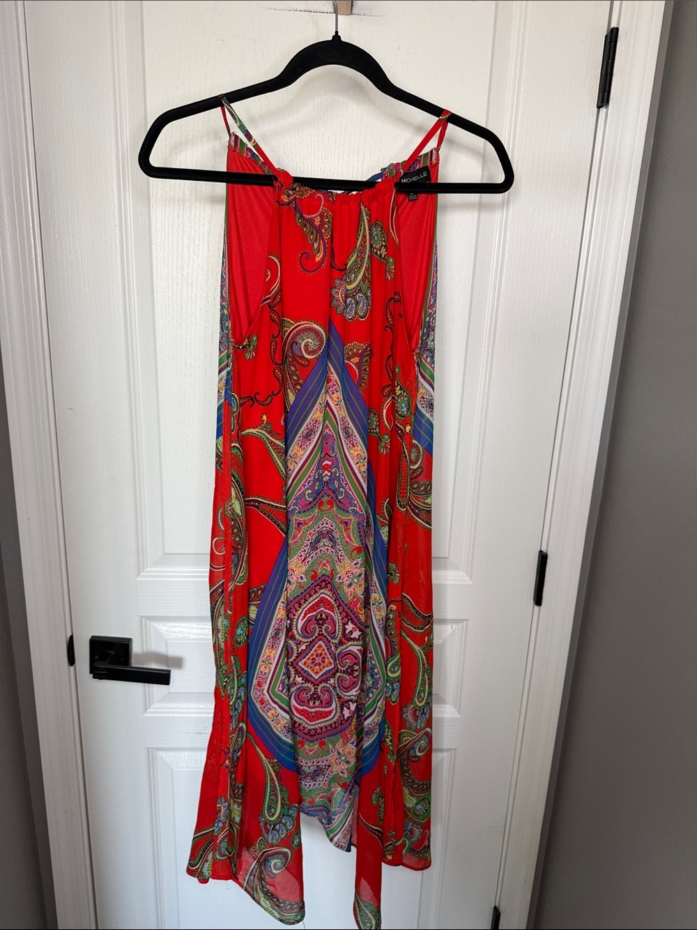 My Michelle Bright Red Paisley-Print Midi Sundress